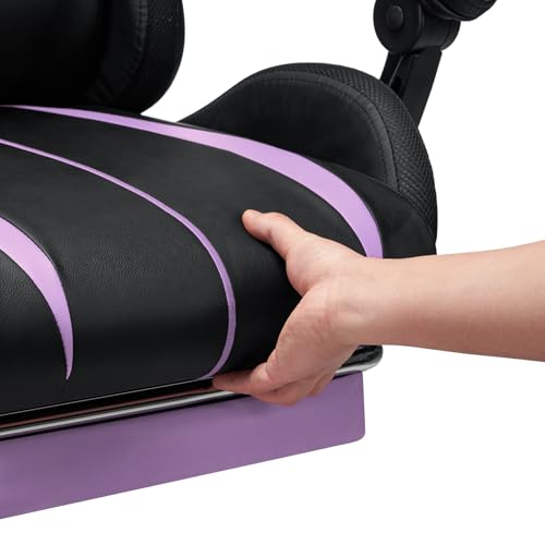 HOFFREE RGB Gaming Chair with Speakers Massage Computer Gaming Chair with LED Lights and Footrest High Back Video Game Chair for Adults Blue and Black