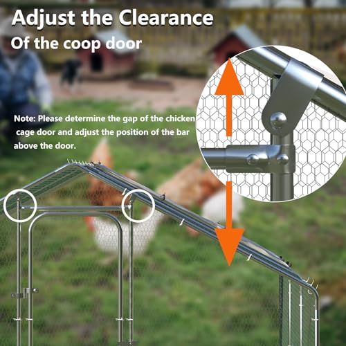 BOSSIN Metal Chicken Coop with Waterproof Cover, Poultry Cage Spire Shaped Coop, Walk-in and Heavy Duty Design