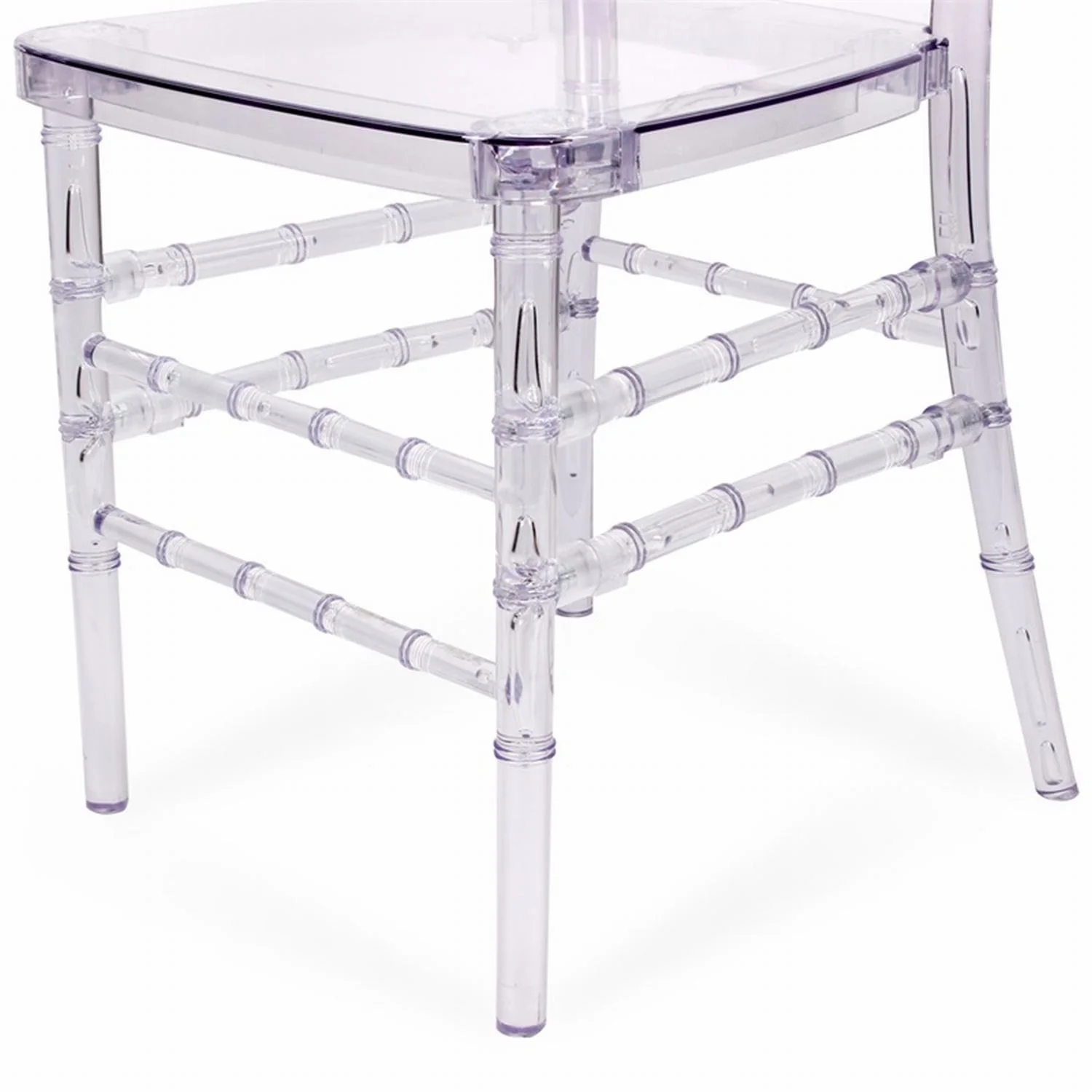 FOH Upgraded 4Pcs Cross Back Stacking In Clear Crystal Chiavari Ghost Chairs, Stackable Transparent Elegant Party Event Wedding Chairs