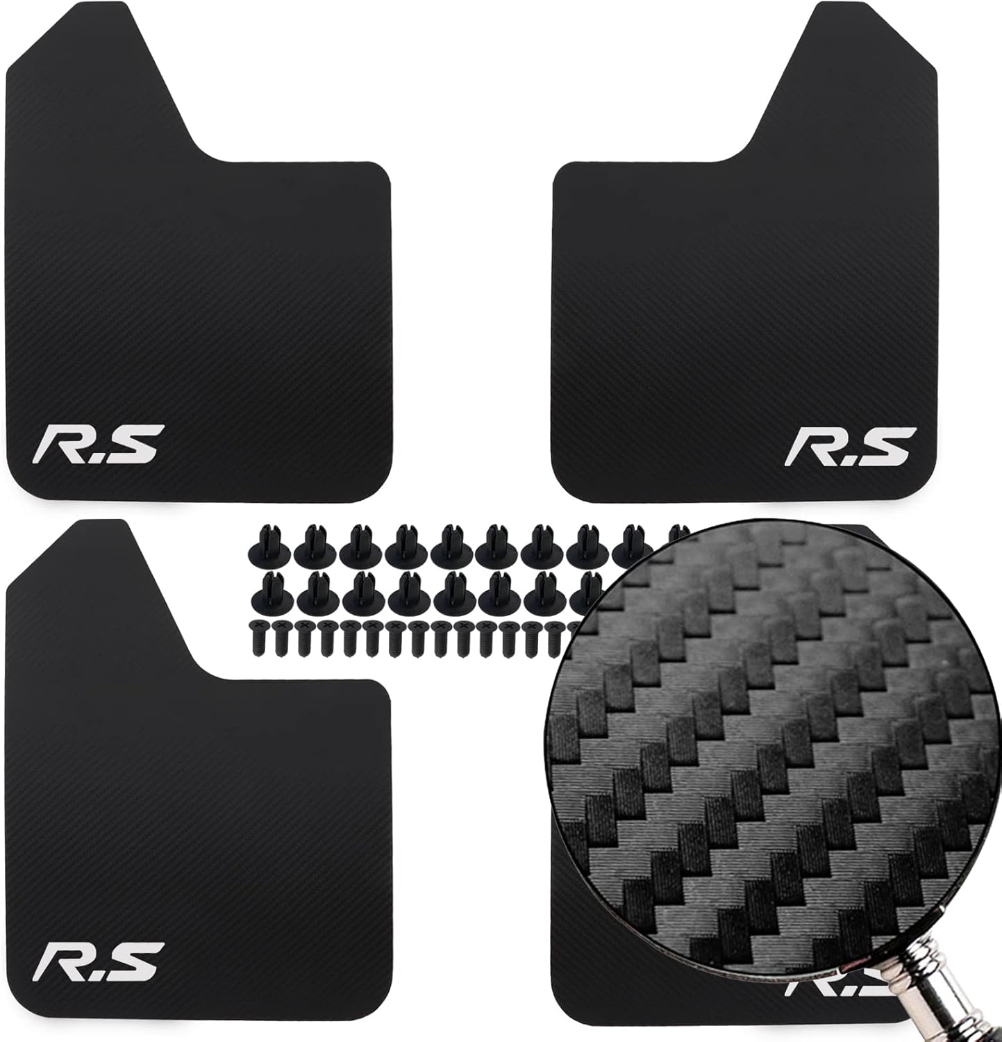 XUKEY 4pcs Carbon Fiber Universal Mudflaps for Car Pickup SUV Van Truck Front Rear Mud Flaps Splash Guards Mudguards with Hardware Pack of 2