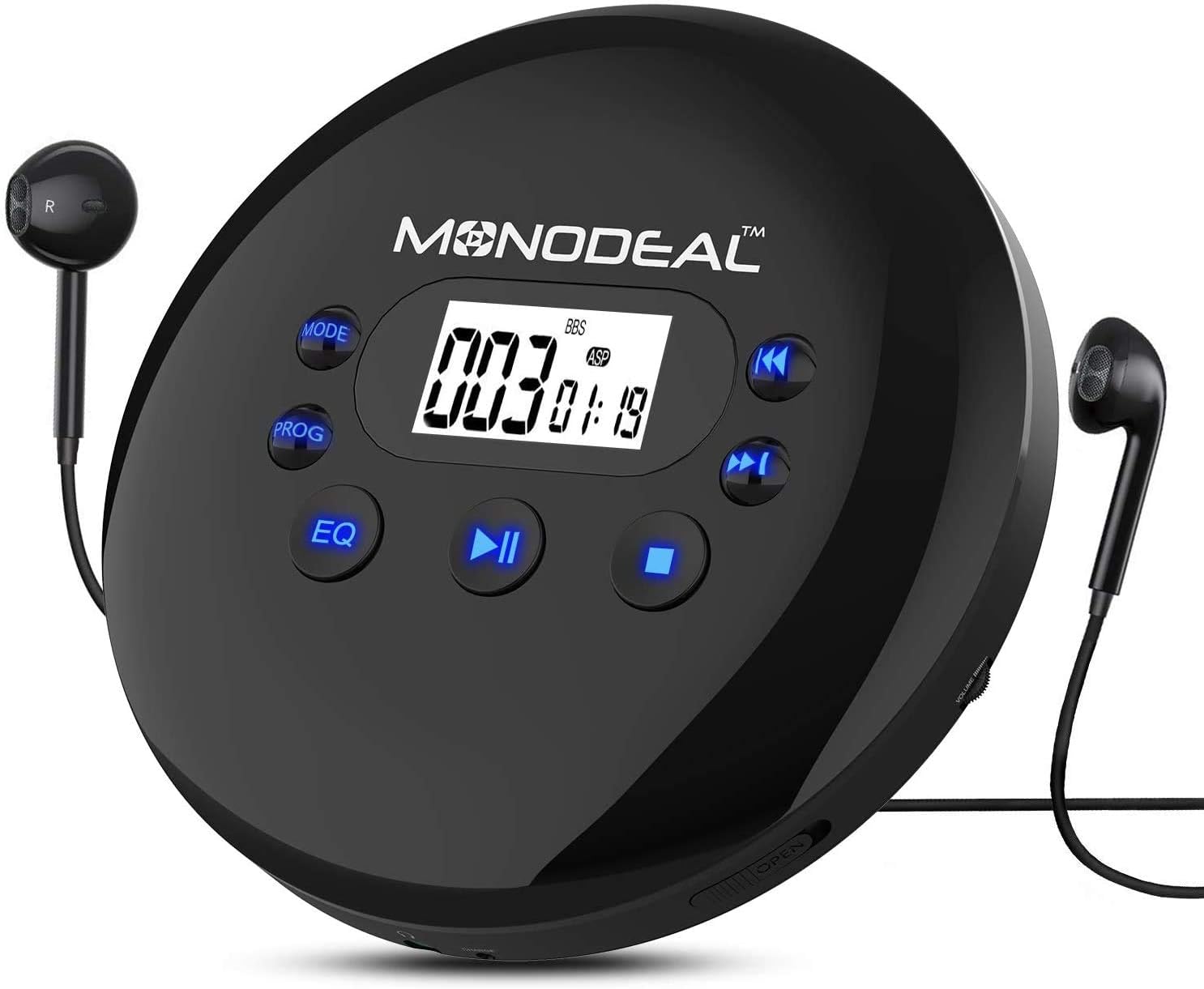Portable CD Player, MONODEAL Rechargeable Personal Compact Disc CD Player with Headphones