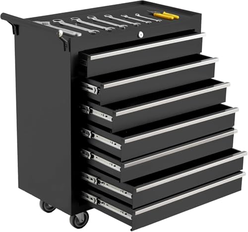 Rolling Tool Chest, 4 Drawers Tool Storage Cabinet, Toolbox with Wheels, Portable Tool Cabinet Organizer with Locking System & Drawer Liners