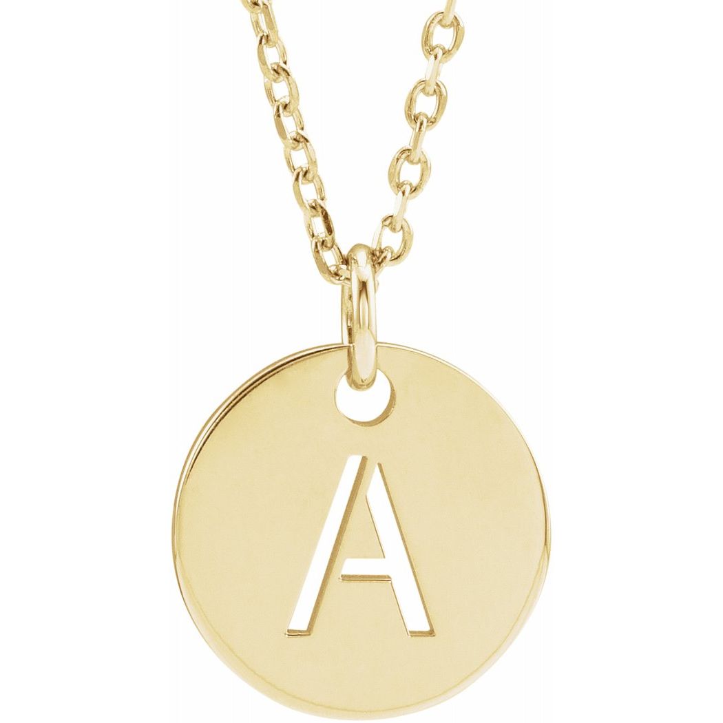 14k Yellow Gold Letter Name Personalized Monogram Initial a 10mm 16 18 Inch Polished Initial Dangle Necklace Jewelry Gif