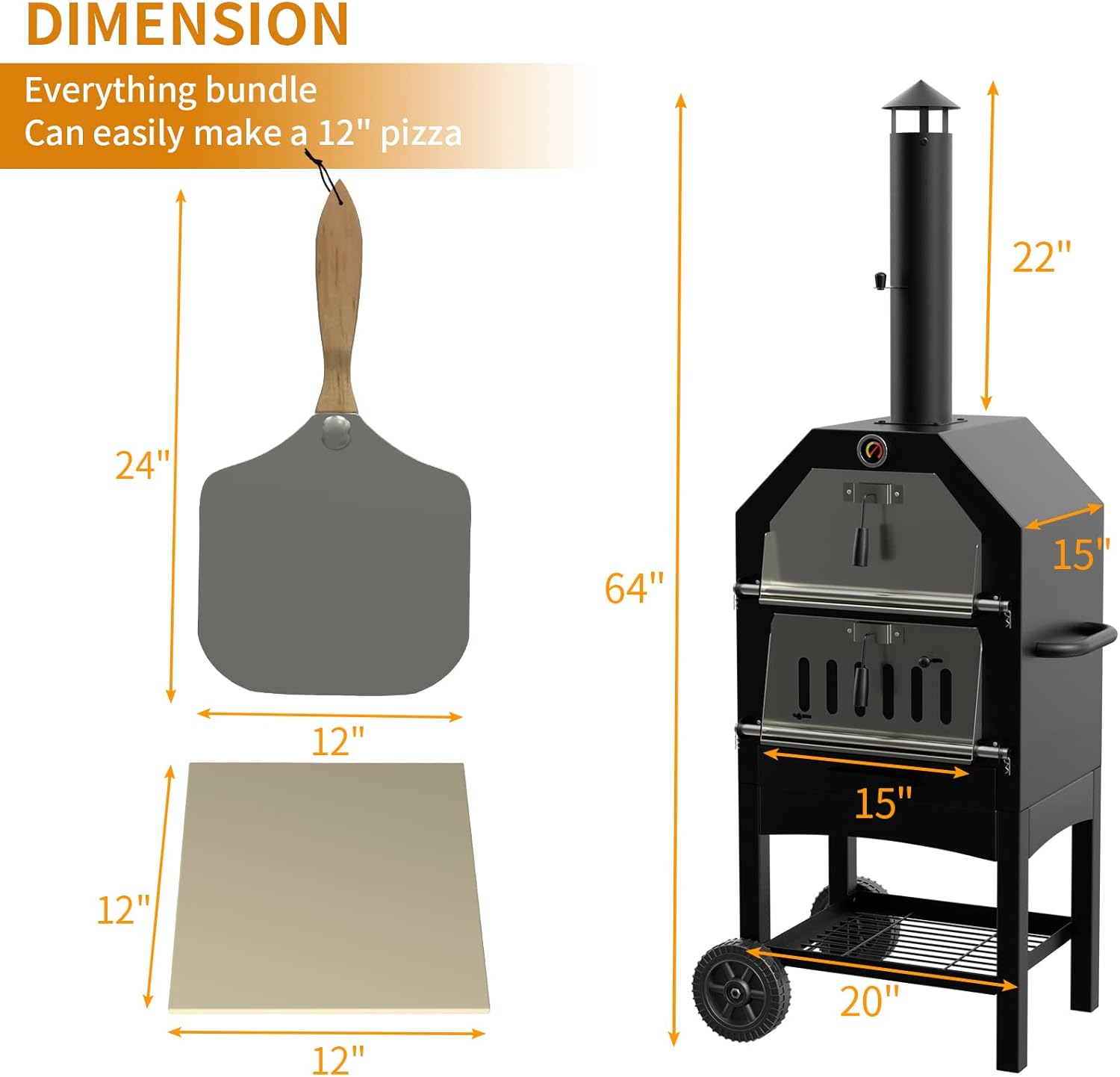 Amopatio Pizza Oven Outdoor, Everything Bundle Wood Fired Pizza Oven