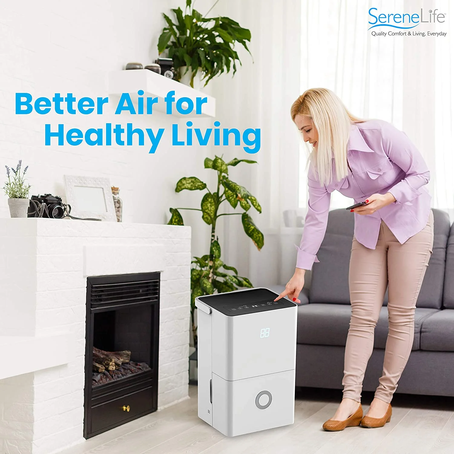 KEERDAO 50-Pint Electric Home Compact Dehumidifier - 3000 Square Feet Quiet Electric Dehumidifiers For Home Closet Basement w/ 4L Water Tank Capacity