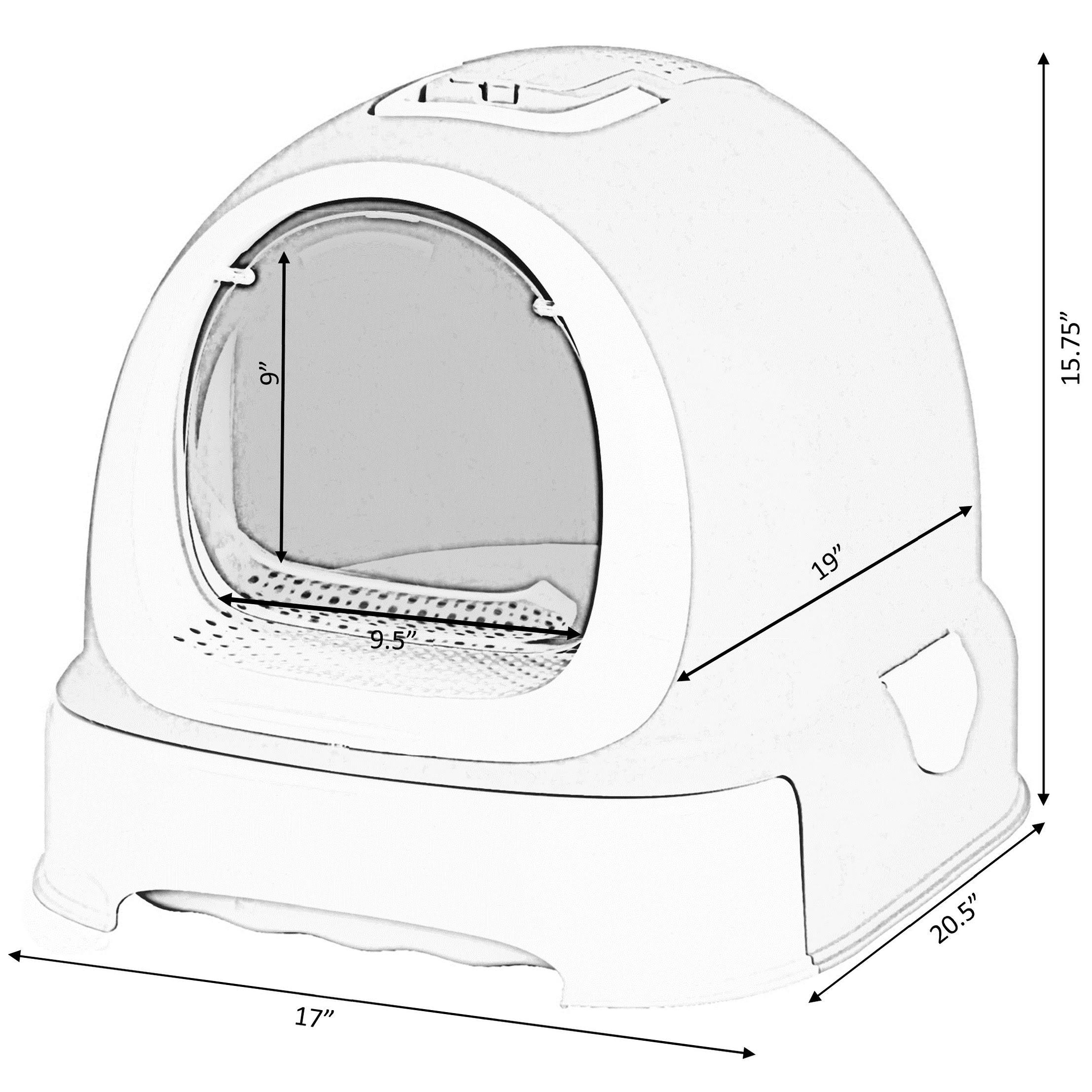 PawsMark Fully Enclosed Hooded Litter Pan with Front Entry Odor Close DOOR, Cat Litter Scoop Included