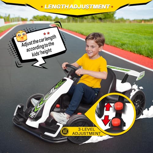 Blitzshark 24V Kids Go Kart 300W Powerful Drift Kart Electric Pedal Kart Outdoor Race Toy, with 2X150W Strong Motor, 7AH Big Battery