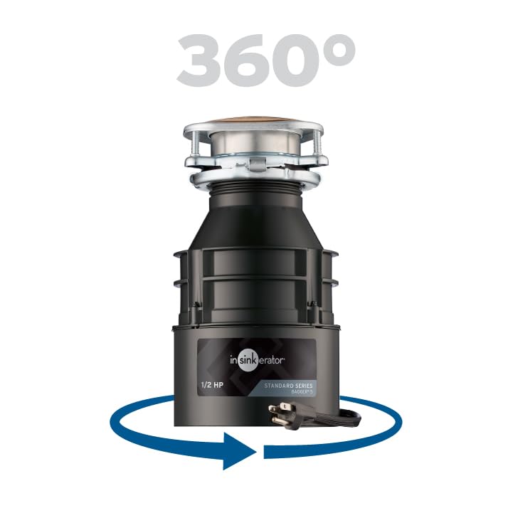 InSinkErator Garbage Disposal with Cord, Badger 5, 1/2 HP Continuous Feed - Smart Home Appliances