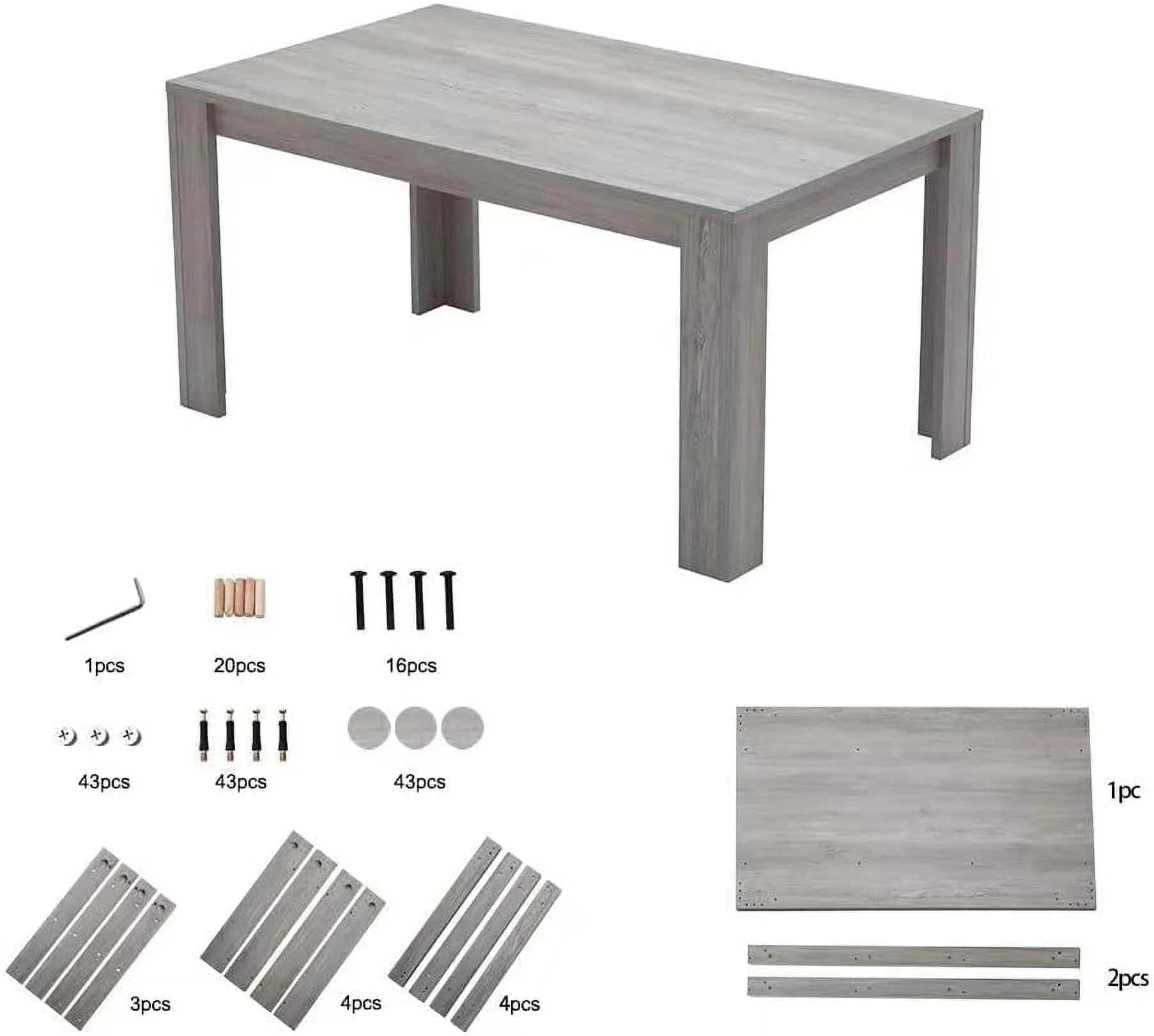 GIA Design Group 5-Piece Wooden Dining Table Set, Rectangular Table & 4 Velvet Green Chairs,Kitchen