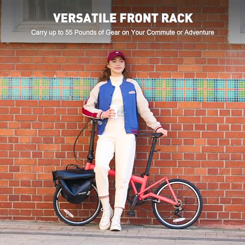 Viribus Folding Bike, 20 Inch Folding Bicycle for Adults, Teenager, Boys and Girls, 7 Speed Lightweight Foldable Bike with Front Racks for Commuting