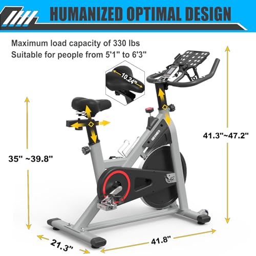 GEONEO Exercise Bike, Exercise Bike for Home, Stationary Indoor Cycling Bike Cardio Gym with pad Holder and LCD Monitor