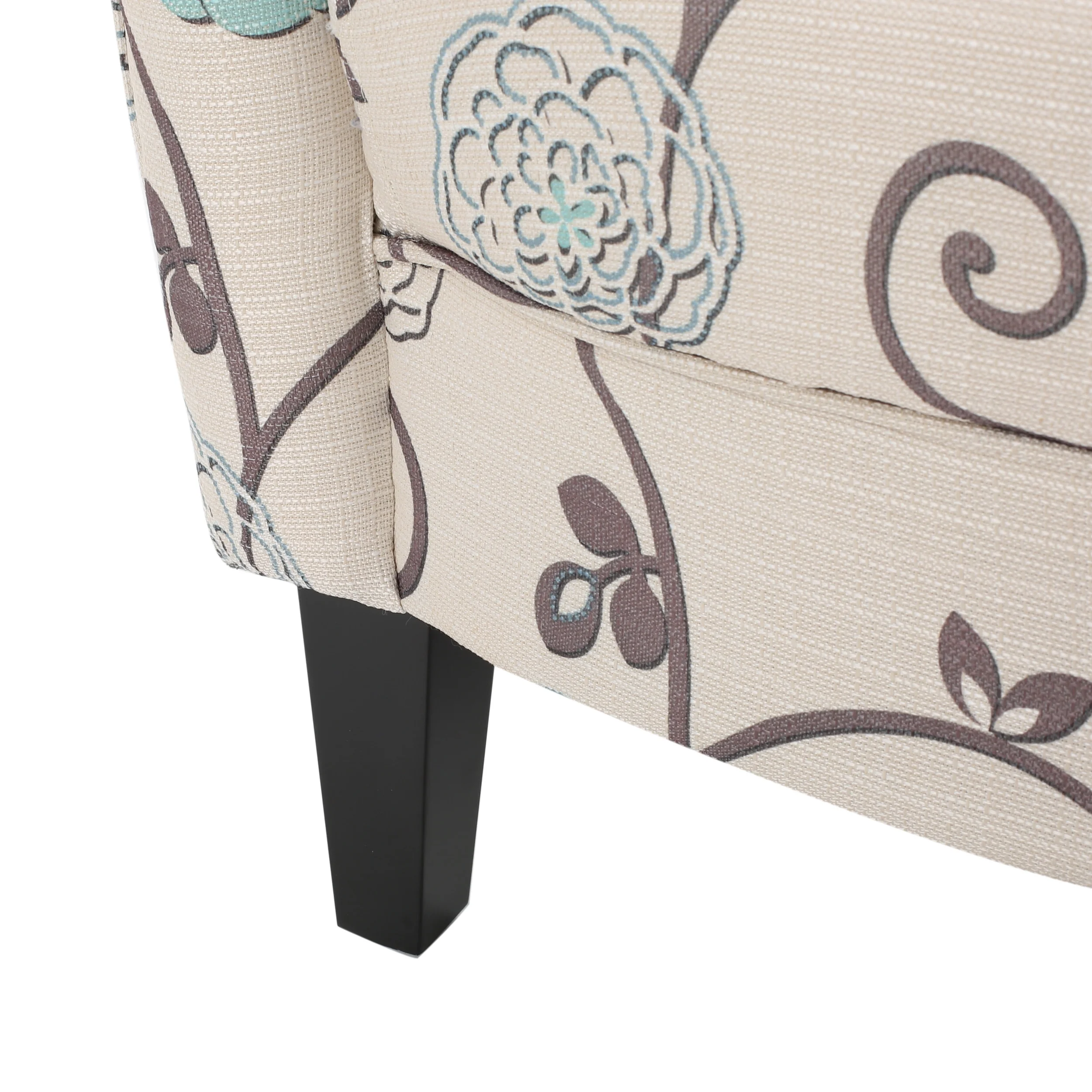 Venette Fabric Club Chair, White and Blue Floral
