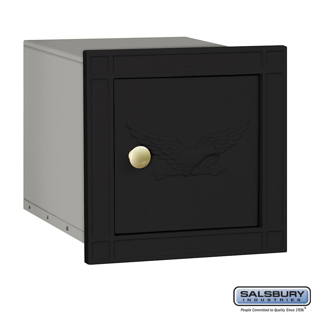 Salsbury Industries 4140E-BLK Cast Aluminum Column Mailbox - Non-Locking - Eagle Door - Black