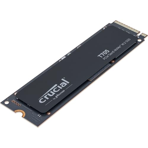 Crucial T705 2TB PCIe Gen5 NVMe M.2 SSD - Up to 14,500 MB/s - Game Ready - Internal Solid State Drive (PC) - +1mo Adobe CC - CT2000T705SSD3