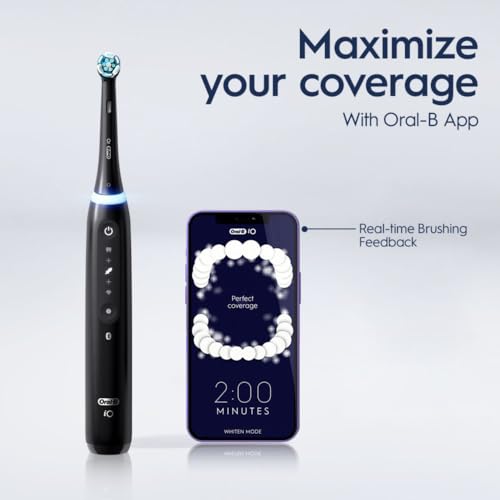 Oral-B iO Deep Clean + Whiten Rechargeable Electric Toothbrush with Visible Pressure Sensor, 2 Minute Timer, 5 Cleaning Settings, 1 iO5 Limited