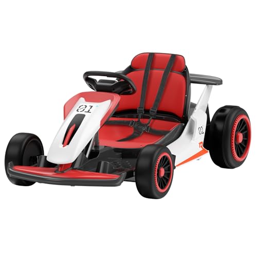 Planet X8 24V Electric Go Kart, 2x150W Drift Kart for Big Kids, 5-Point Safety Belt with Soft Start, Up to 8 MPH Racing Speed, 7AH Large Battery