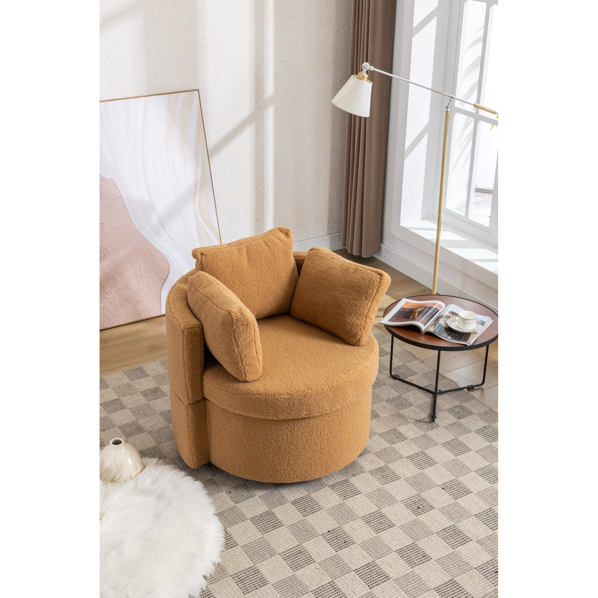 Swivel And Storage Chair For Living Room,Brown