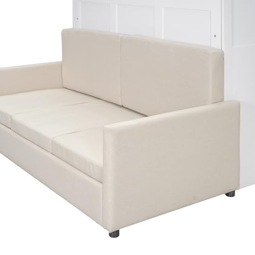 Ball & Cast Murphy Bed Wall Bed Queen Size with Cushion,Sofa Platform Bedfram Chest can be Folded,Wood Folding Hideaway w/Slat Support