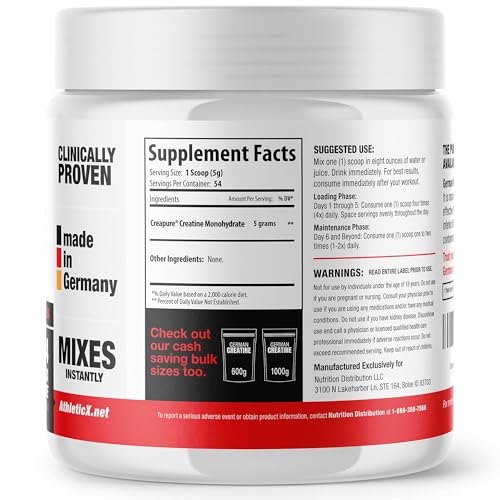 Pure Creapure Micronized Creatine Monohydrate Powder, Promotes Muscle Growth, Increase Muscle Mass, Enhance Strength, 99.99% Purity, 3rd Party Tested