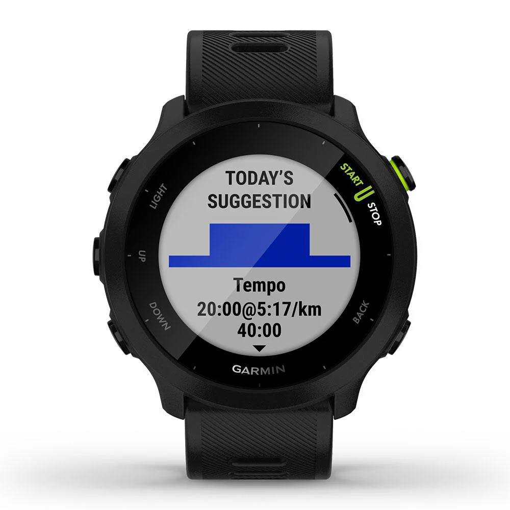 Garmin Forerunner 55 (Black) GPS Running Smartwatch Power Bundle with PlayBetter Portable Charger & HD Screen Protectors - Curated Treasures Market