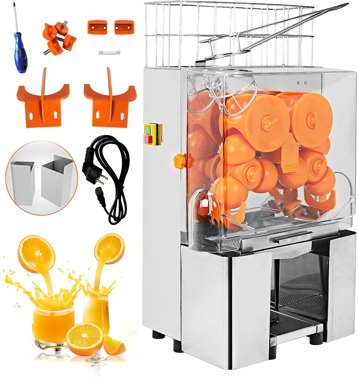 Commercial 304 Stainless Steel Juicer Machine,120W Lemon Squeezer Citrus Juicer,High Efficiency 20 Oranges/Min