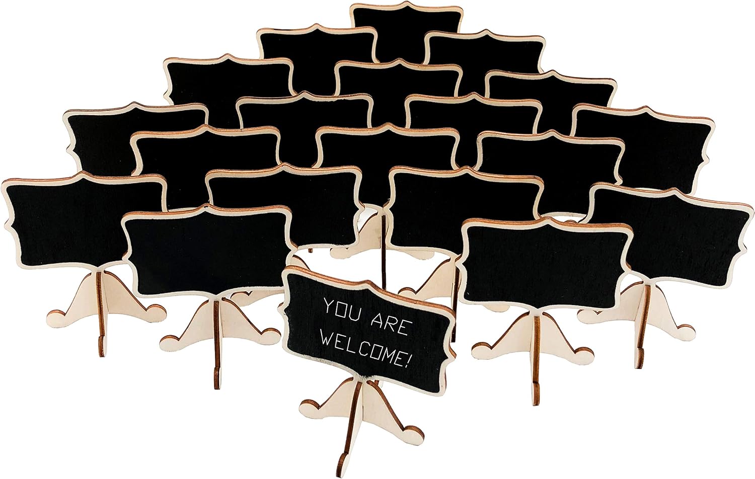 20 Pcs Wood Mini Chalkboard Signs with Support Easels, Place Cards, Small Rectangle Chalkboards Blackboard for Weddings, Birthday Parties