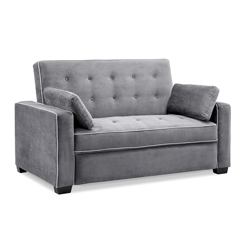 Serta Ainsley 72.6" Convertible Sleeper Sofa, Queen Size, Dreamcoil Comfort, Soft Velvet Fabric, Navy