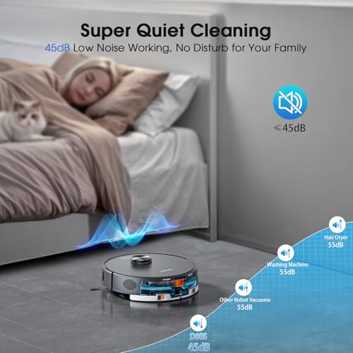Robot Vacuum and Mop, Mapping Robotic Vacuums Cleaner with LiDAR Navigation Smart & Strong Suction, WiFi/App/Alexa/Voice Control, Obstacle Avoidance