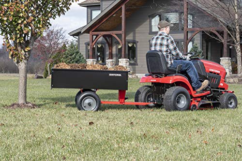 CRAFTSMAN, CMXGZBF7124355, 750-lb Capacity Steel Tow Behind Dump Cart, 12 Cubic Feet Capacity, Removable Tailgate - Garden Utility Trailer