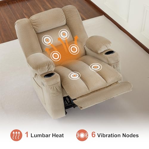 MCombo Zero Gravity Power Recliner Chair with Heat and Vibration Massage, Reclining Chair with USB & Type C Ports, Cup Holders for Living Room