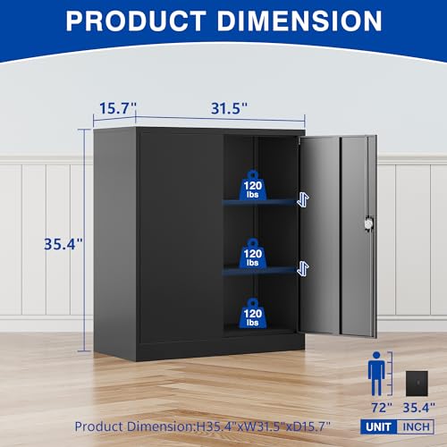 Metal Garage Storage Cabinet with Wheels,Metal Storage Cabinet with Adjustable Shelves,Steel Tool Cabinets with Locking Door for Home, School, Office