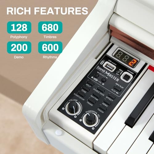 AODSK 88 Key Digital Piano,Weighted Hammer Action Digital Piano with Full-Size Weighted Keys,Triple Pedal,Beginner Bundle with Furniture Stand