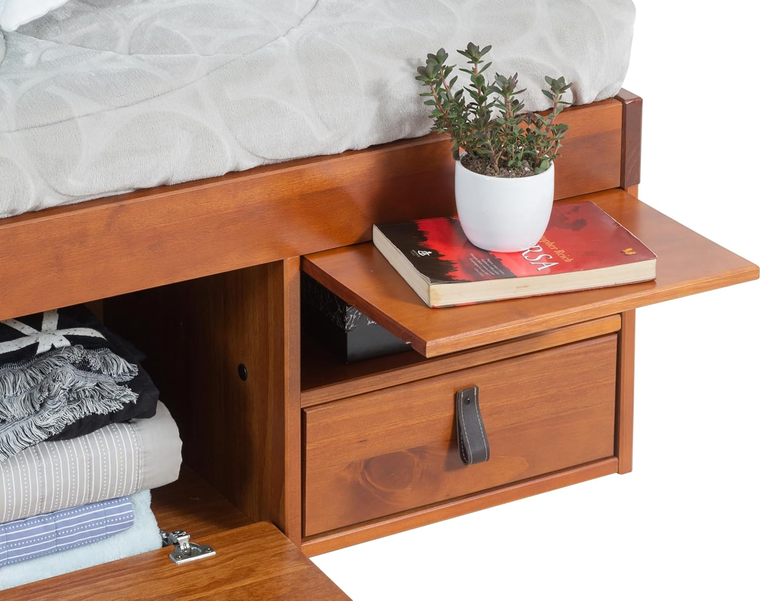 memomad Bali Bed - King Storage Platform Sturdy Wooden Bed Frame with Drawers & More - Solid Pine Wood - Noise Free - No Box Spring Needed