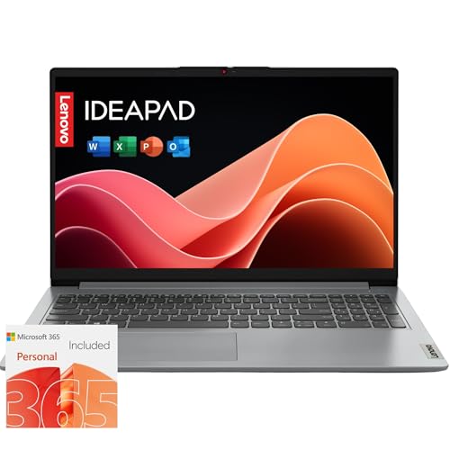 Lenovo IdeaPad 1i Laptop with Microsoft 365 Home and Business • 12GB RAM • 1TB Cloud Storage and 256GB SSD • Intel Core • 15 Anti-Glare Screen •