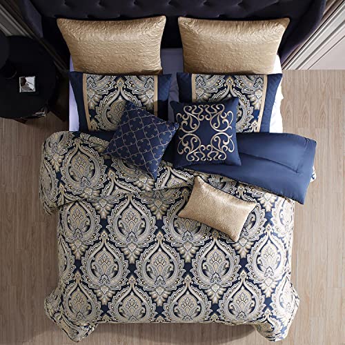 Riverbrook Home 100% Polyester Comforter Set, Queen, Hillcrest - Ivory/Gold, 9 Piece Set
