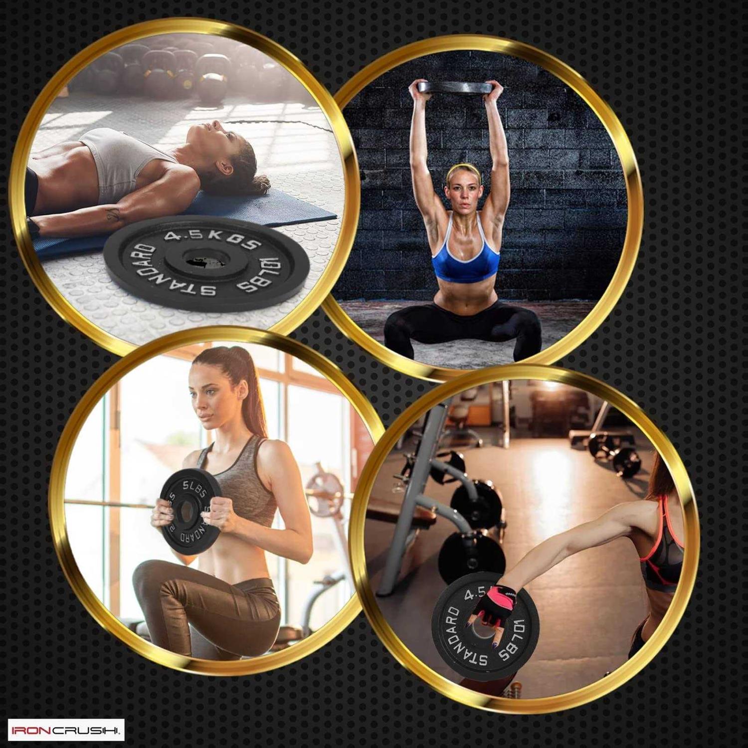 Iron Crush Cast Iron Olympic Weight Plates Free Weights With 2-inch Hole &amp; Anti-Rust Hammertone Finish - Sports Supplies Online Store