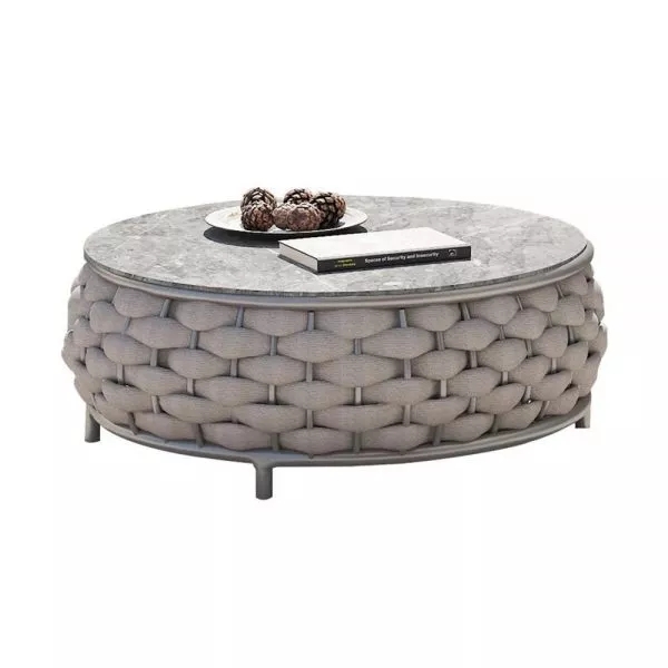 CLEARANCE SALE-4- PIECES TEXTILENE ROPE WOVEN OUTDOOR SECTIONAL SOFA SET WITH REMOVABLE CUSHION PILLOW