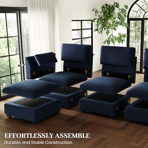 Belffin Extra Large Modular Sectional Sofa,106.3" 4-Seater L Shaped Couch,Velvet Convertible Sectional Couches for Living Room