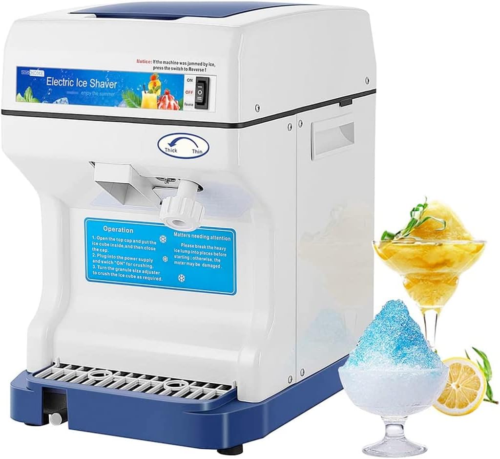 VIVOHOME Electric Ice Crusher Shaver Snow Cone Maker Machine 265lbs/hr for Home and Commercial Use Blue