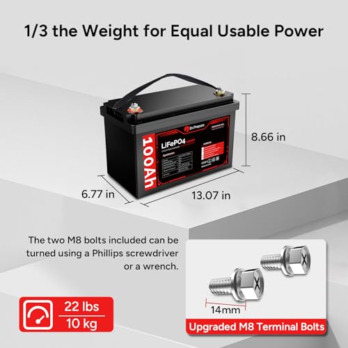 DR.PREPARE 12V 100Ah LiFePO4 Battery (4 Pack), Lithium Batteries in Series/Parallel, 100A BMS, Deep Cycle Lithium Iron Phosphate Battery for RV