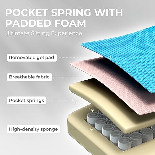 Dowinx Gaming Chair Breathable Fabric Computer Chair with Pocket Spring Cushion, Comfortable Office Chair with Gel Pad and Storage Bag