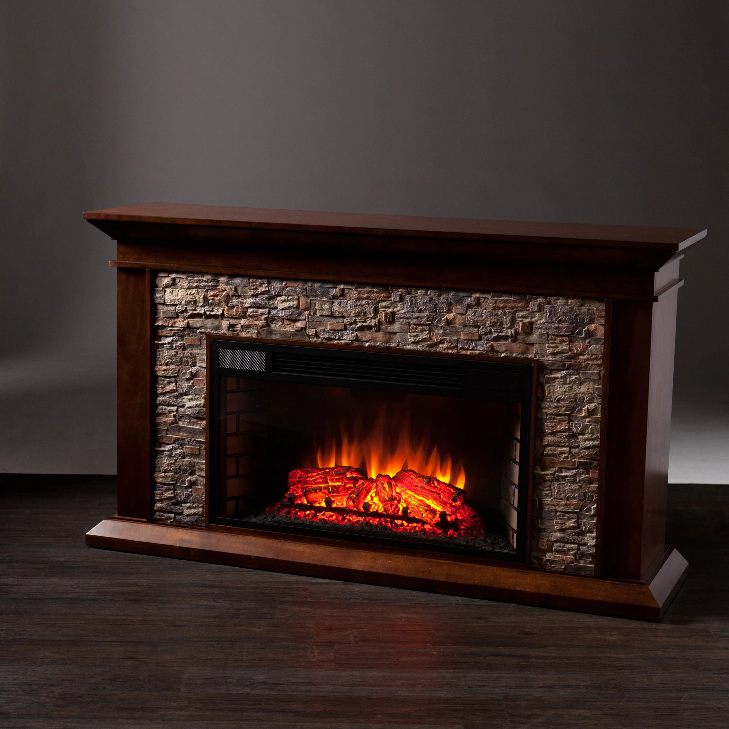 SEI Furniture Canyon Heights Simulated Stone Electric Fireplace 60 x 35.5 Freestanding Indoor Electric Fireplaces