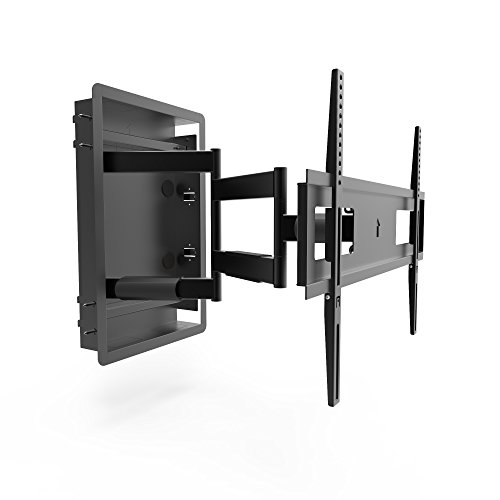 Kanto R300 Recessed In-Wall Full Motion Articulating TV Mount for 32-inch to 55-inch TVs | Ultra Low Profile | Swivel and Tilt Capable | Cable