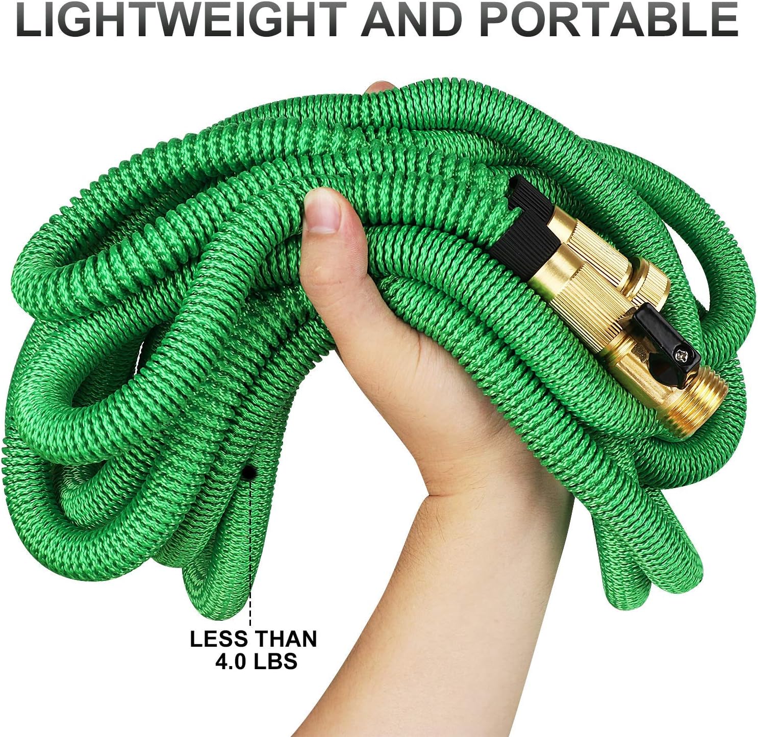 100 ft Garden Hose Upgraded Expandable Hose, Durable Flexible Water Hose, 9 Function Spray Hose Nozzle, 3/4" Solid Brass Connectors