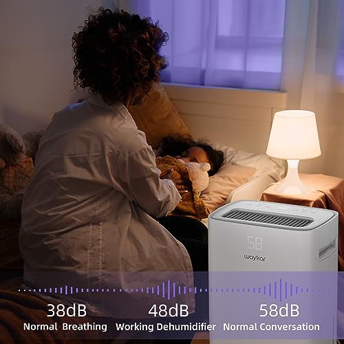 Waykar 80 Pint Energy Star Dehumidifier for Home, Basement, Large Rooms up to 5,000 Sq. Ft. - Auto Defrost, Ultra Quiet(40 dB), Auto Comfort Mode