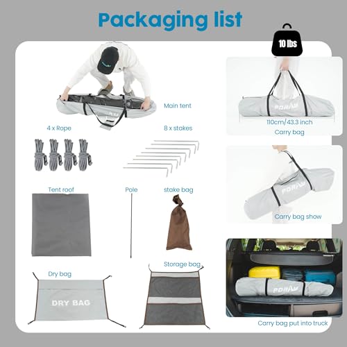 Camping Shower Tent Deluxe Changing Room Easy Set Up Privacy Shelter,Large Toilet Tent 2 Rooms with Floor Drain Design for Beach, Camping