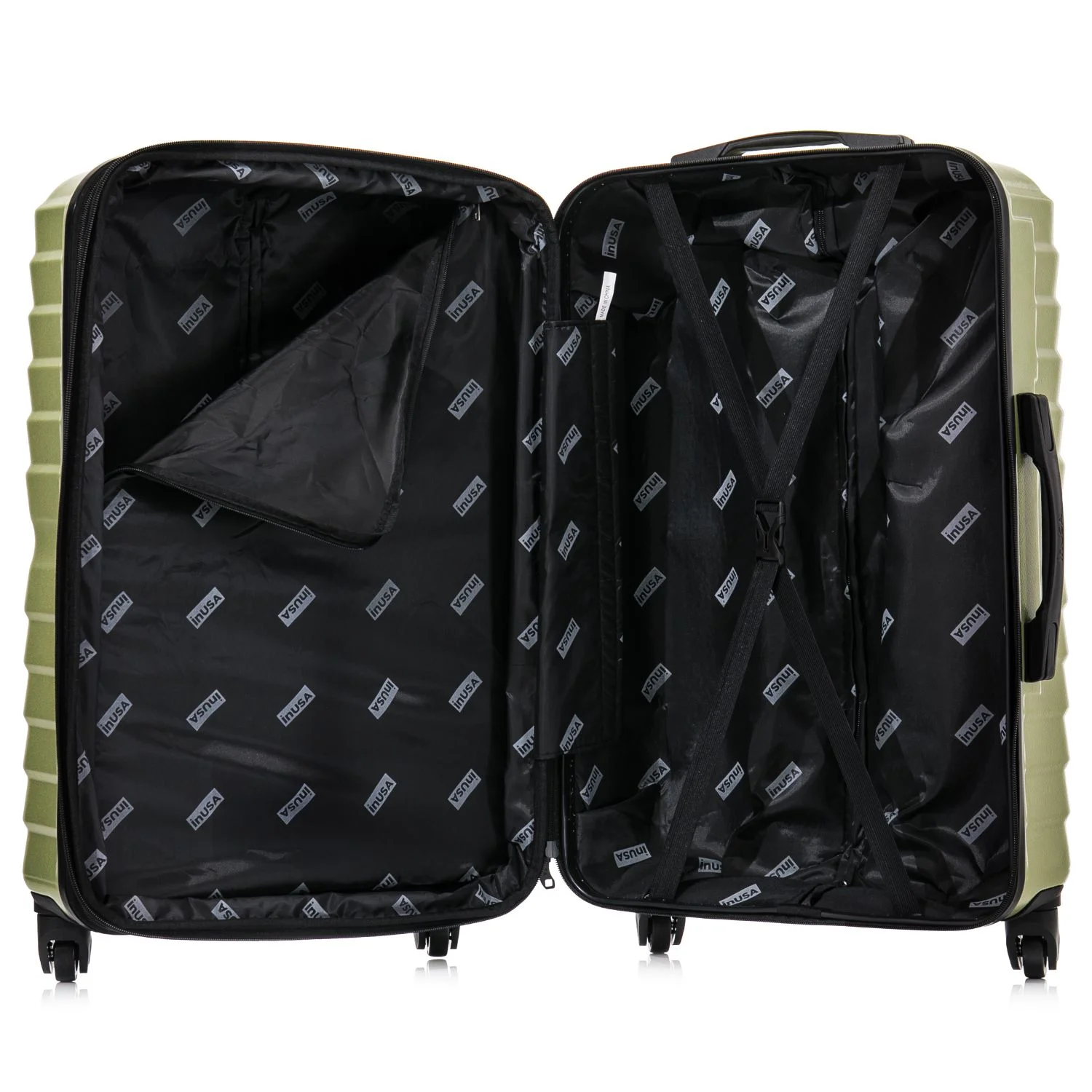 InUSA AURUM 32" Hardside Lightweight Checked Luggage with Spinner Wheels, Handle and Trolley, Green