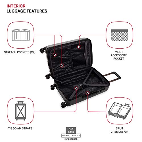 SwissGear 7272 Energie Expandable Hardside Luggage with Spinner Wheels and TSA Lock, Gunmetal, Carry-On 19-Inch
