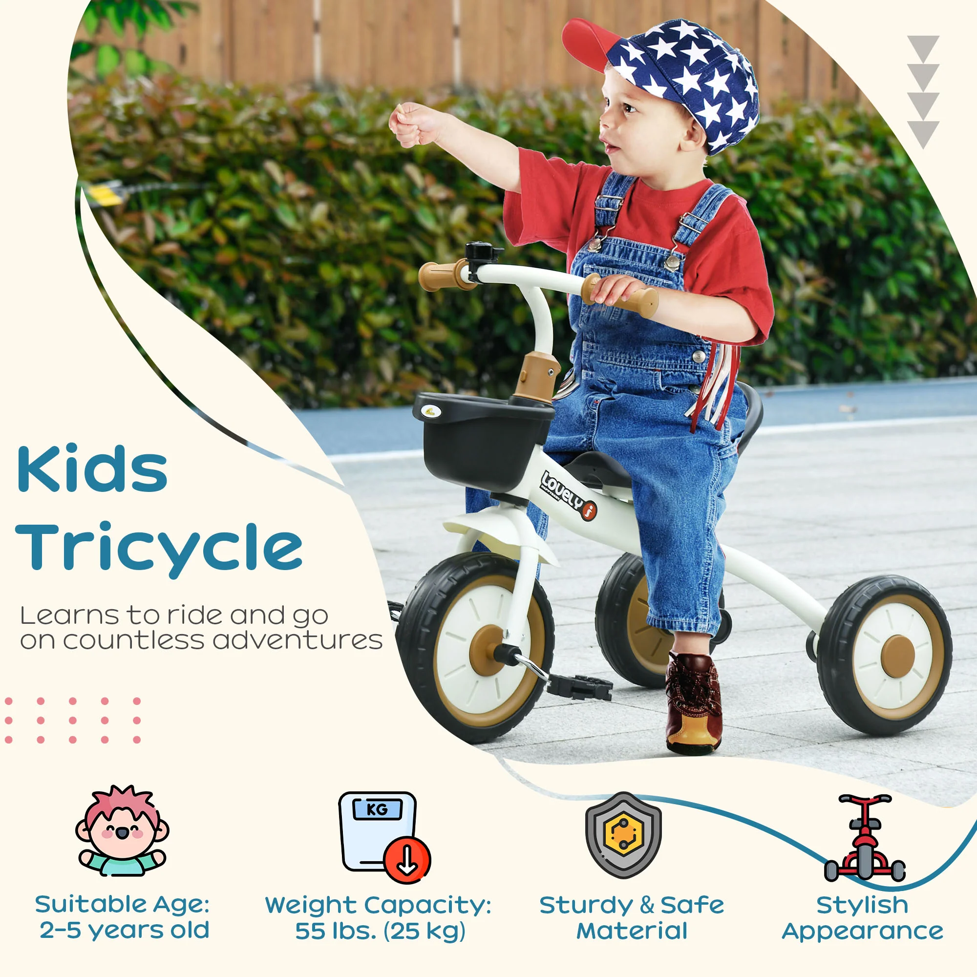 Qaba Tricycle for Kids Age 2-5, Toddler Bike for Children, Pink