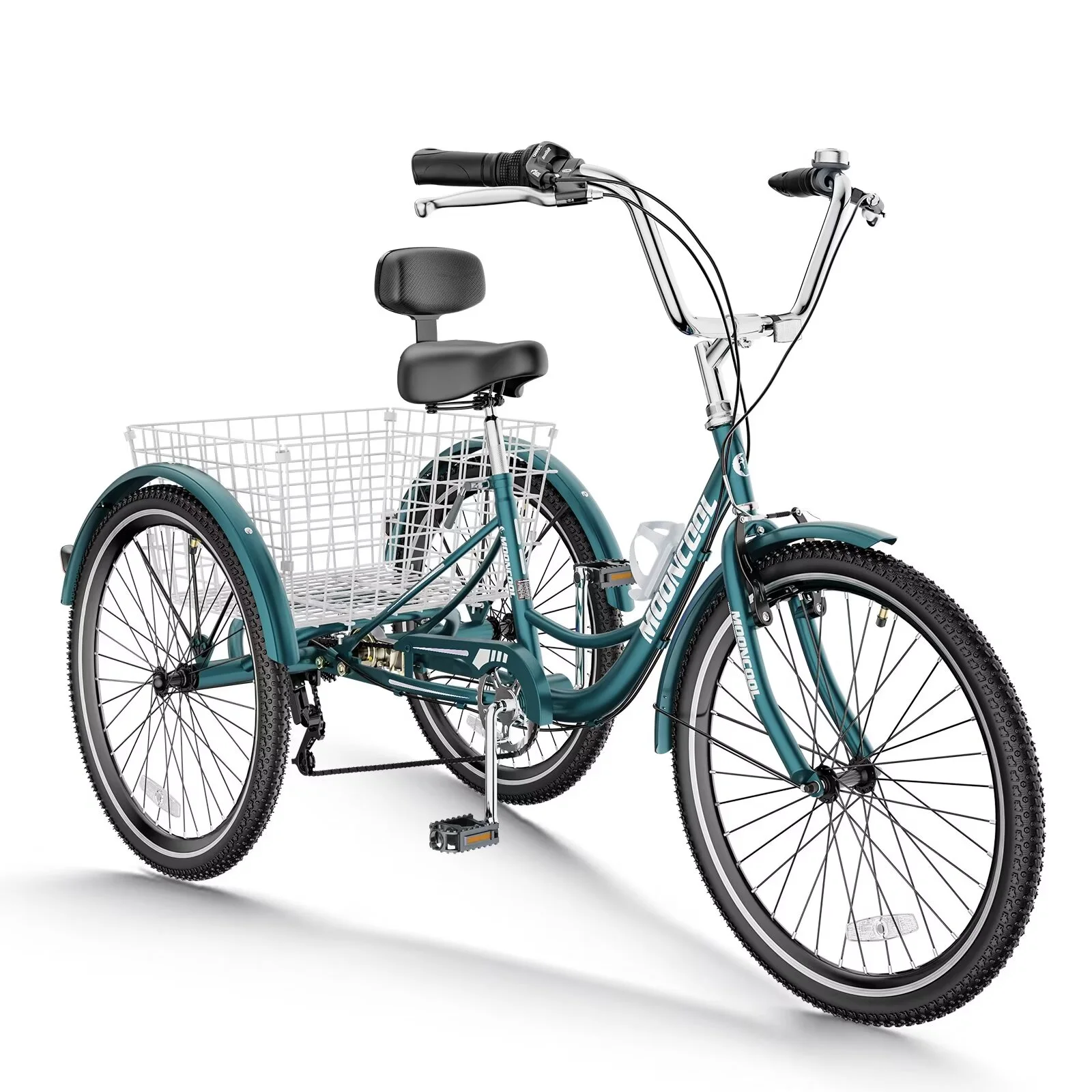MOPHOTO 7 Speed Adult Tricycle 26 in/24in/20in, Trikes for Adults, Adult Tricycle with Basket & Dual Braking System, Adult Trikes for Women, Men